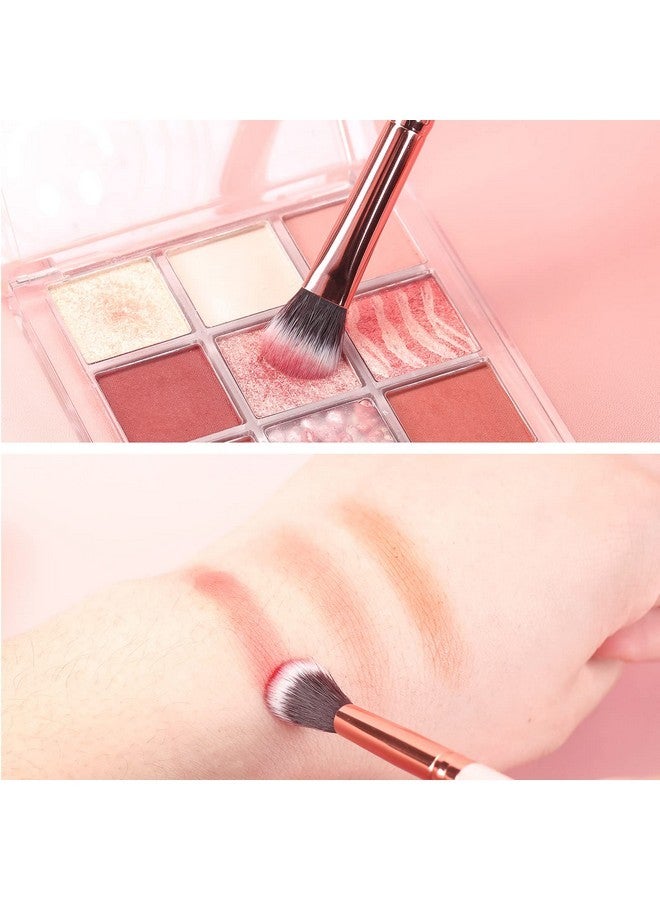MSQ Eyeshadow Brushes Set 4Pcs Makeup Eye Brushes Eyeshadow Blending Brush Eyebrow Highlighter Brush Beauty Brushes,Pink - Image 4