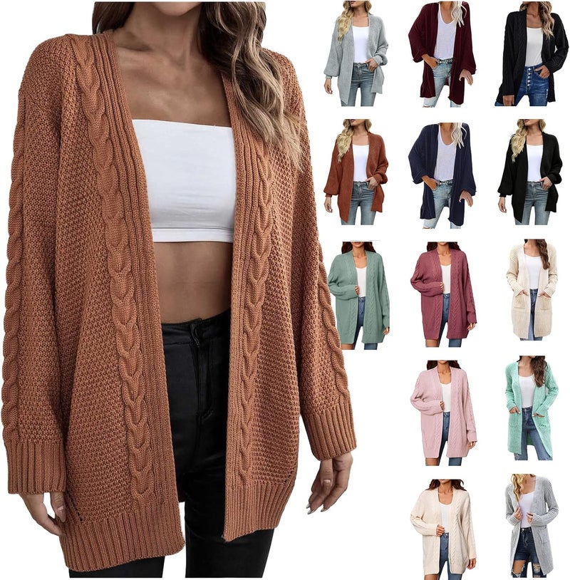 cheekyglo Women's Fall Ribbed Knit Cardigan Sweater, Slim Winter Long Sleeve Sweater Popcorn Cardigans for Women - Image 1