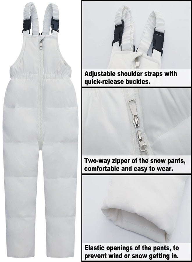 Fewlby Kids 2-Piece Snowsuit Toddler Baby Boys Girls Winter Wear Ski Jacket & Snow Bib Pants Ski Suit, White 3-4 Years - Image 5