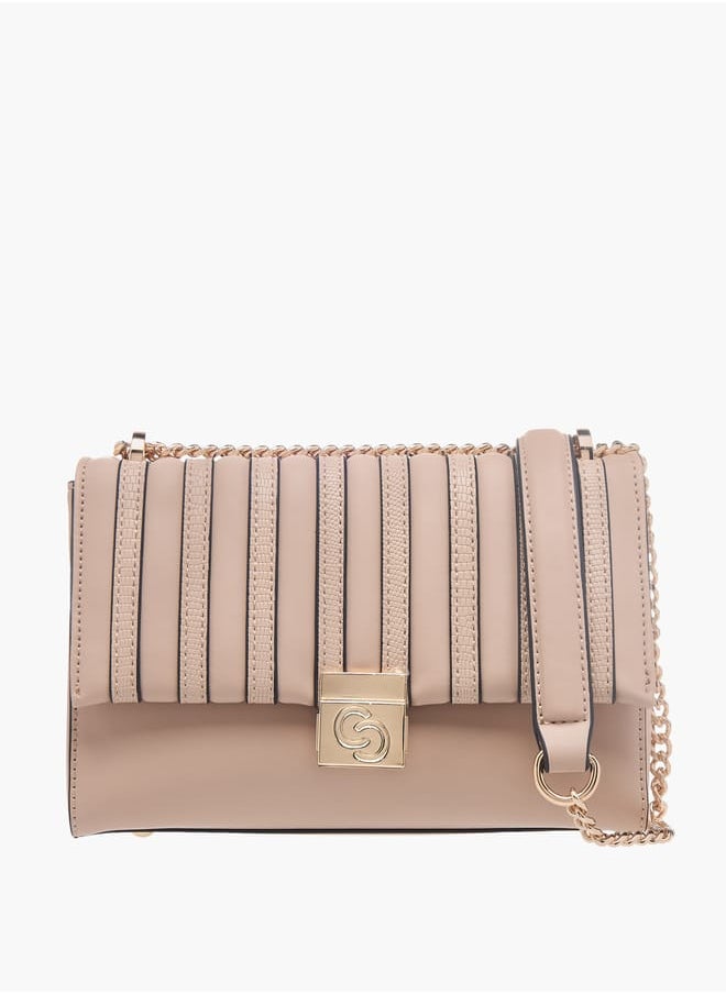 Celeste Womens Textured Crossbody Bag With Flap Closure And Chain Strap  - Image 1