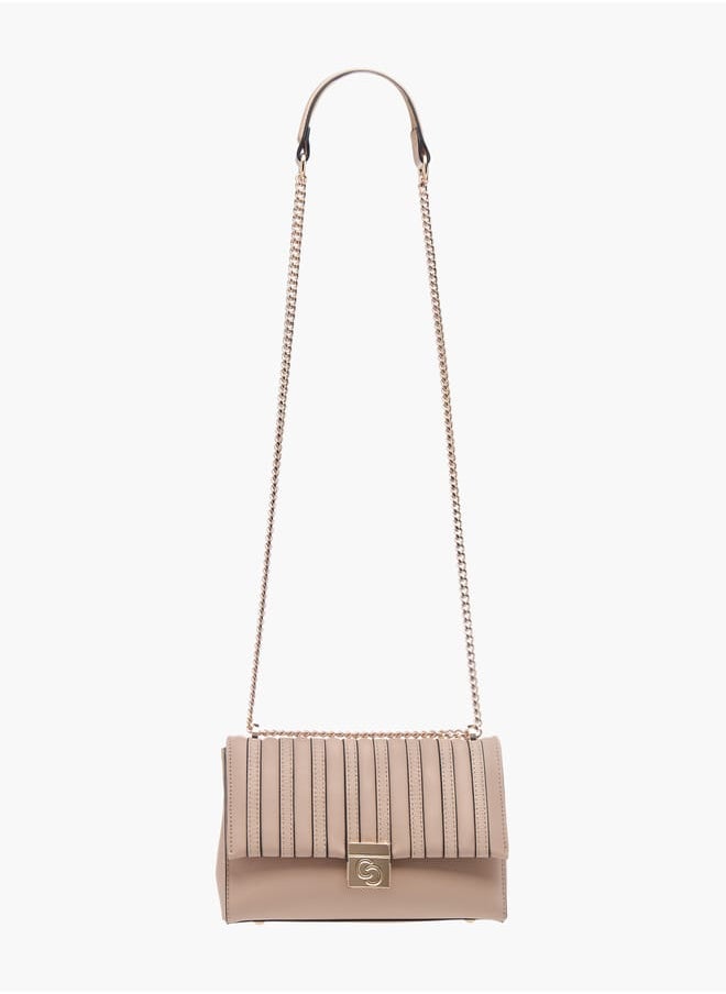 Celeste Womens Textured Crossbody Bag With Flap Closure And Chain Strap  - Image 2