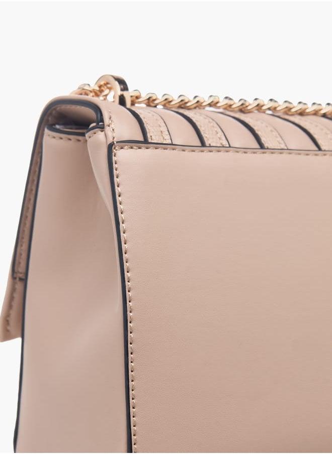 Celeste Womens Textured Crossbody Bag With Flap Closure And Chain Strap  - Image 5