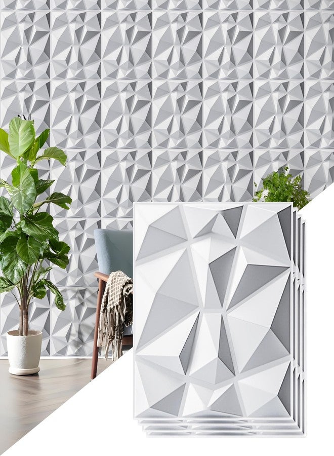 AMIGO 20-Piece 3D Wall Panels Diamond Pattern, High-Strength PVC, 12''x12'' Deformation-Resistant, Recyclable, Waterproof, Heat-Resistant, Odorless, Matte White - Image 1
