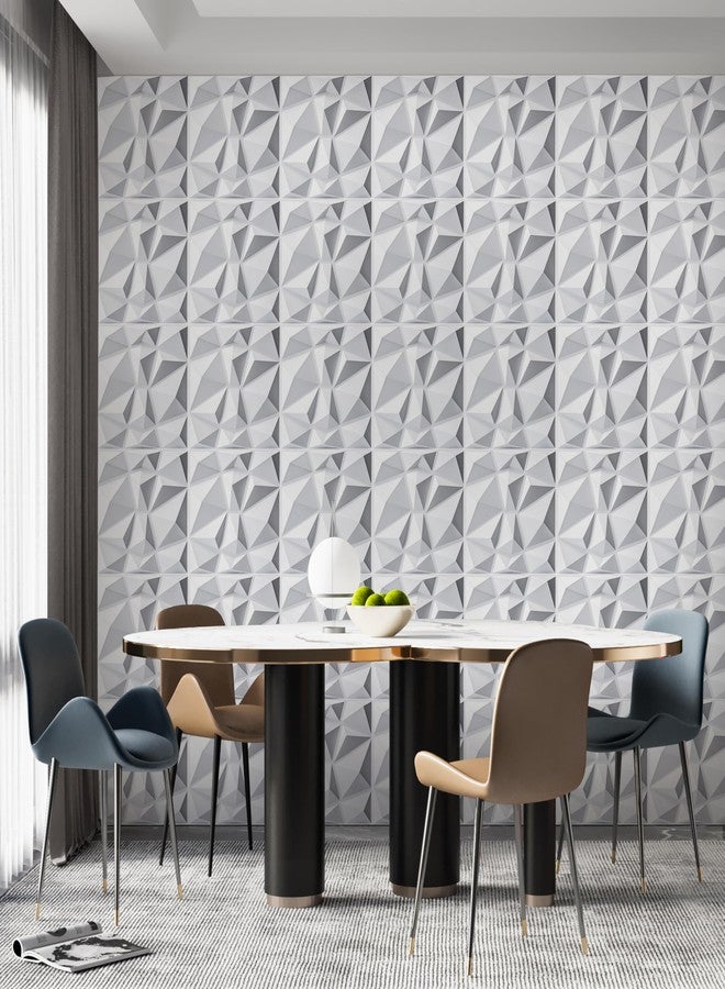 AMIGO 20-Piece 3D Wall Panels Diamond Pattern, High-Strength PVC, 12''x12'' Deformation-Resistant, Recyclable, Waterproof, Heat-Resistant, Odorless, Matte White - Image 3