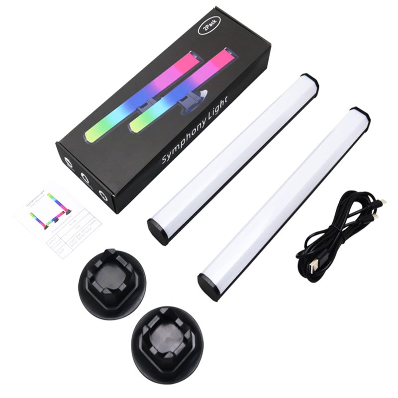 مصباح طاولة RGB قابل للالتقاط: مادة ABS سوداء مع مصابيح LED عالية السطوع - مصباح جو متصل عبر بلوتوث ومتزامن مع الموسيقى ومدعوم بالطاقة عبر USB لتركيب الألعاب ومكتب المكتب المنزلي - Image 1