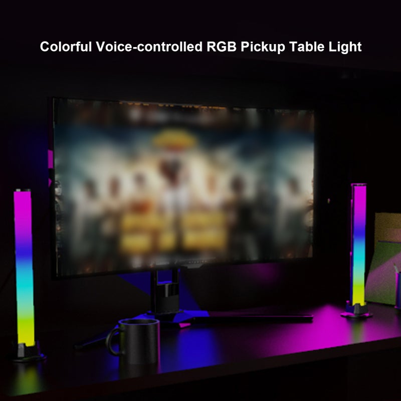 مصباح طاولة RGB قابل للالتقاط: مادة ABS سوداء مع مصابيح LED عالية السطوع - مصباح جو متصل عبر بلوتوث ومتزامن مع الموسيقى ومدعوم بالطاقة عبر USB لتركيب الألعاب ومكتب المكتب المنزلي - Image 4