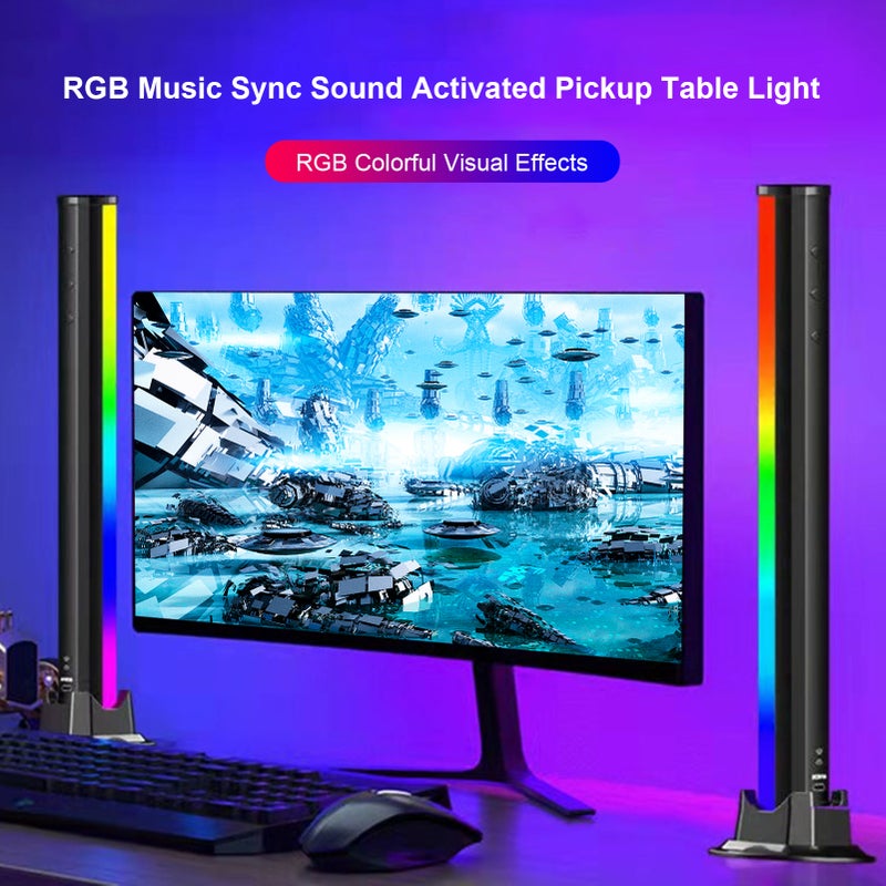 مصباح طاولة RGB قابل للالتقاط: مادة ABS سوداء مع مصابيح LED عالية السطوع - مصباح جو متصل عبر بلوتوث ومتزامن مع الموسيقى ومدعوم بالطاقة عبر USB لتركيب الألعاب ومكتب المكتب المنزلي - Image 5