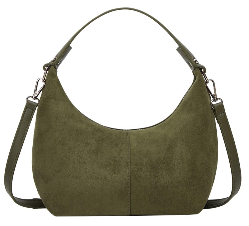 Tellrain Suede Crescent Bag Women 2025 Retro Suede Slouchy Bag Fall Work Handbag Shoulder Bag Slouchy Tote Underarm Purse - Image 1