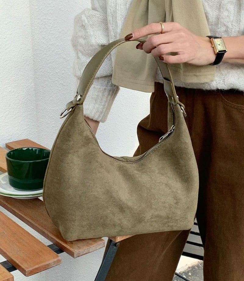 Tellrain Suede Crescent Bag Women 2025 Retro Suede Slouchy Bag Fall Work Handbag Shoulder Bag Slouchy Tote Underarm Purse - Image 2