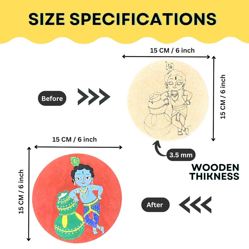 Ansoz Wooden Mandala Art Kit – DIY Religious Painting Set with 5 Wall Hanging Designs (6 Inch) | Creative Mandala Art Kit for Kids & Gift for Boys - Image 3