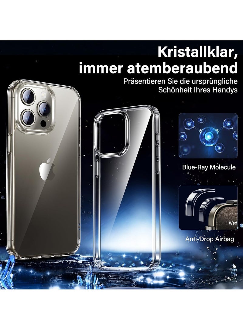 YoYoTech [ 5-in-1 ]for iPhone 15 Pro Max Case Clear Shockproof,[Strong Grade Protection ][No Yellowing] 2 Pcs Lens Protector+2 Pcs Screen Protector  - Image 4