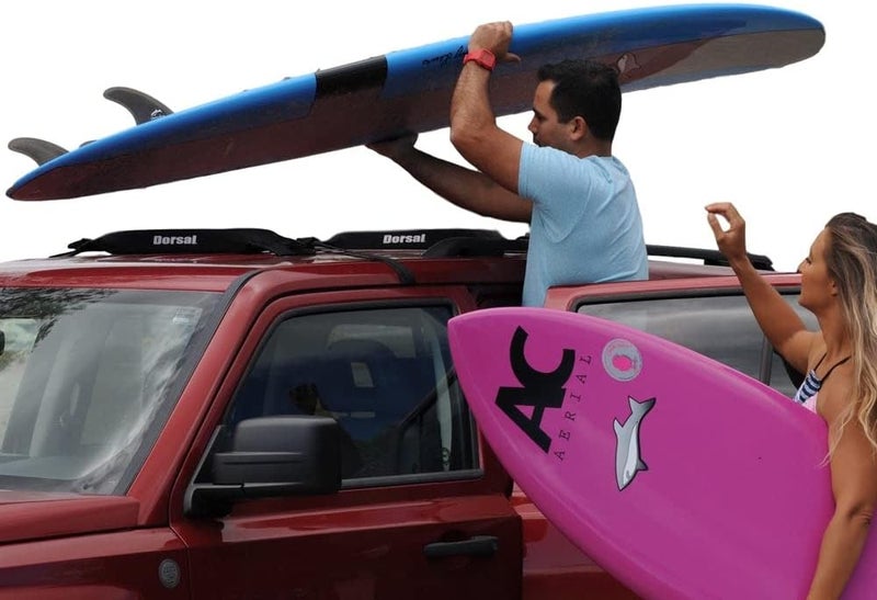 Dorsal Universal Soft Roof Rack Pads for Surfboard Kayak SUPs with Car Tie Down Straps and Storage Bag - Pack of 2 Black Polyester - Image 1