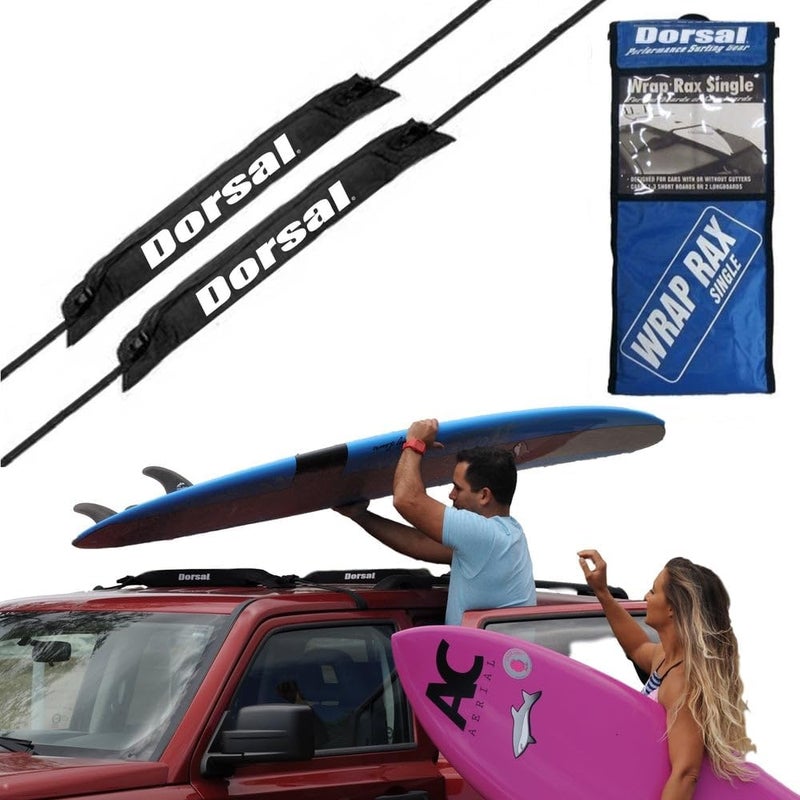 Dorsal Universal Soft Roof Rack Pads for Surfboard Kayak SUPs with Car Tie Down Straps and Storage Bag - Pack of 2 Black Polyester - Image 2