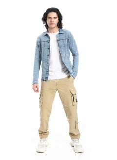 Andora Turn Down Collar Washed Denim Jacket_Light Blue  - Image 5