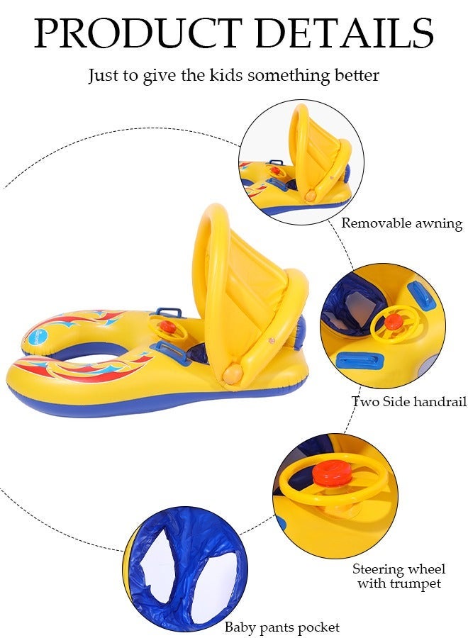 DUNISO Baby Pool Float, Inflatable Swimming Ring, Swimming Pool Floats Toys with Sunshade, Outdoor Swimming Ring Seat, Inflatable Baby Float with Canopy for Infant Toddler Kids - Image 2