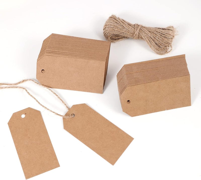 Red Dot Gift REDDOTGIFT Gift Tags,100Pcs Kraft Paper Tags with 10m Natural Jute Twine Craft Tags Labels Treats Tags for Wedding Christmas Day Thanksgiving… (4.5x9cm, Kraft TD#) - Image 1