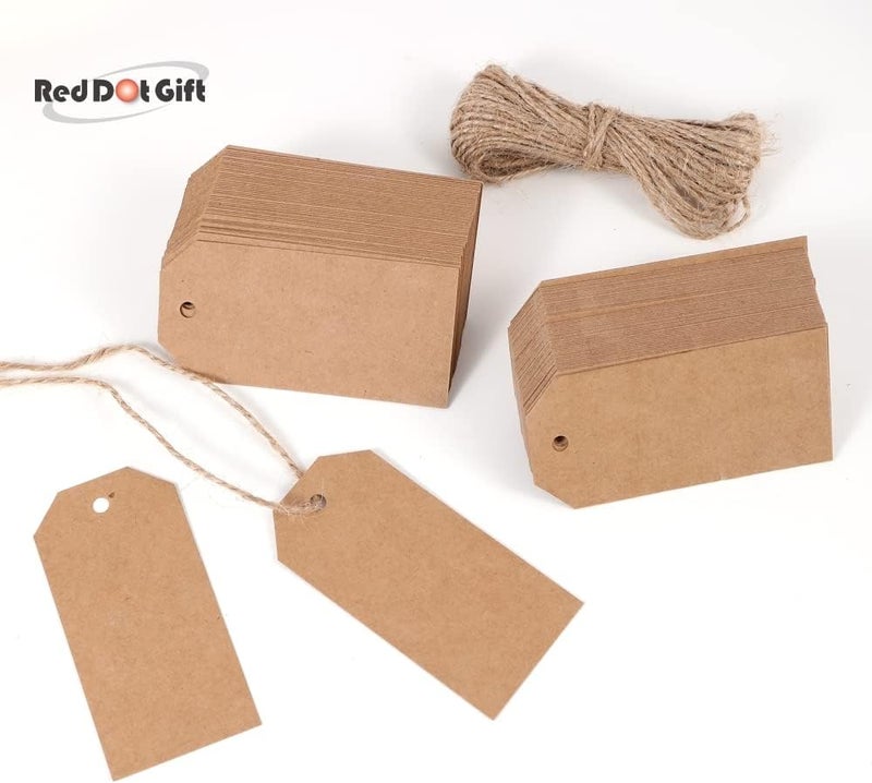 Red Dot Gift REDDOTGIFT Gift Tags,100Pcs Kraft Paper Tags with 10m Natural Jute Twine Craft Tags Labels Treats Tags for Wedding Christmas Day Thanksgiving… (4.5x9cm, Kraft TD#) - Image 4