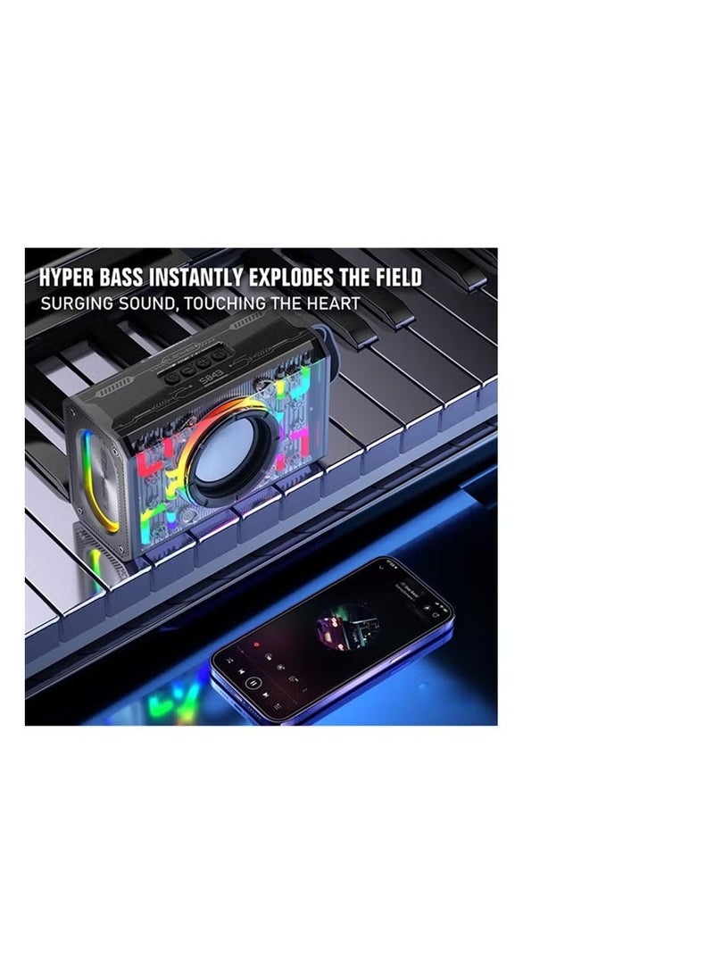 LENYES S843 20W Bluetooth 5.3 Wireless Speaker with Transparent Body & RGB LED Lights - Image 2