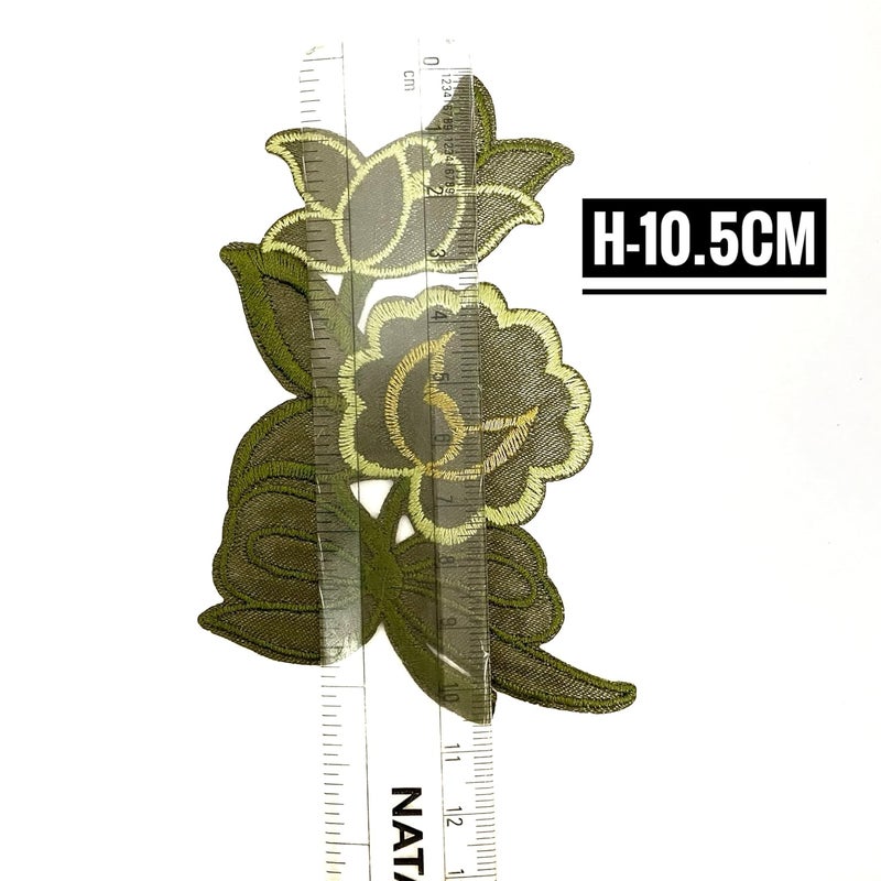 Ushaworks Embroidered Flower sew onIron on Patches for ClothesSuitsBlouseDupattaSareeJeansBackpackIron Dress Badge Pack of 2 Piece Color Yellow  - Image 3