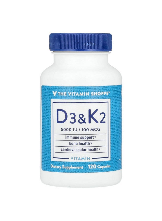 The Vitamin Shoppe فيتامين د3 وك2 "دعم المناعة وصحة العظام" 5,000 وحدة دولية (120 كبسولة) - Image 1