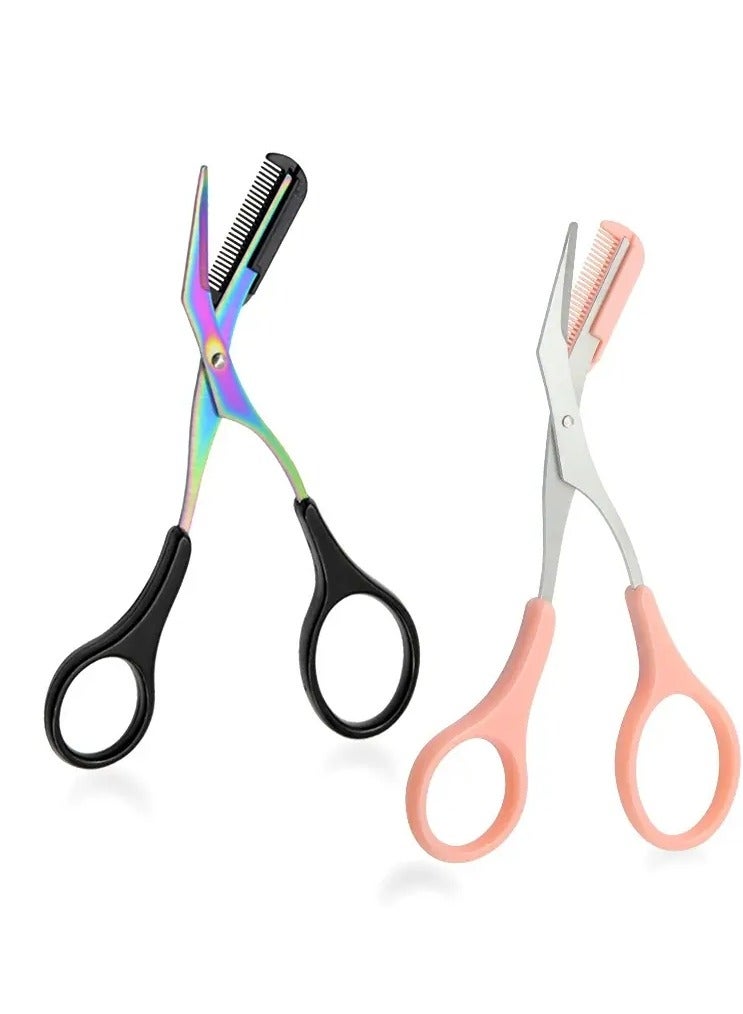 أوريتي مقص الحاجب مع مشط الفولاذ المقاوم للصدأ تقليم الحاجب المنحنيات-الأرجواني - Image 5