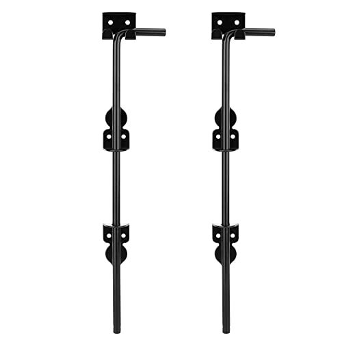 SANKINS 18" Cane Bolt Drop Rod Heavy Duty Gate Hardware Black Solid Steel Gate Ground Latch for Wood PVC Vinyl Metal Gates Fences Doors, Holding Gate to The Ground (2 Pack） - Image 1