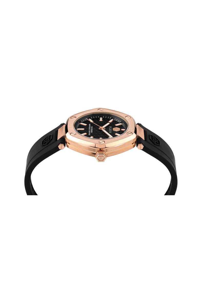 PHILIPP PLEIN - The Hexagon Women's 38mm Watch with Rose Gold Case & Black Silicone Strap 5ATM - Image 1