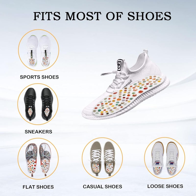 Relaxally Acupressure Shoes Insert for Women Stimulate Foot Pressure Point Mat Massage Sandals Flat Feet Massager Real Stone Insole for Men Women Relieve Feet Tension Joint Pain Gift for Mom Dad 45 - Image 4