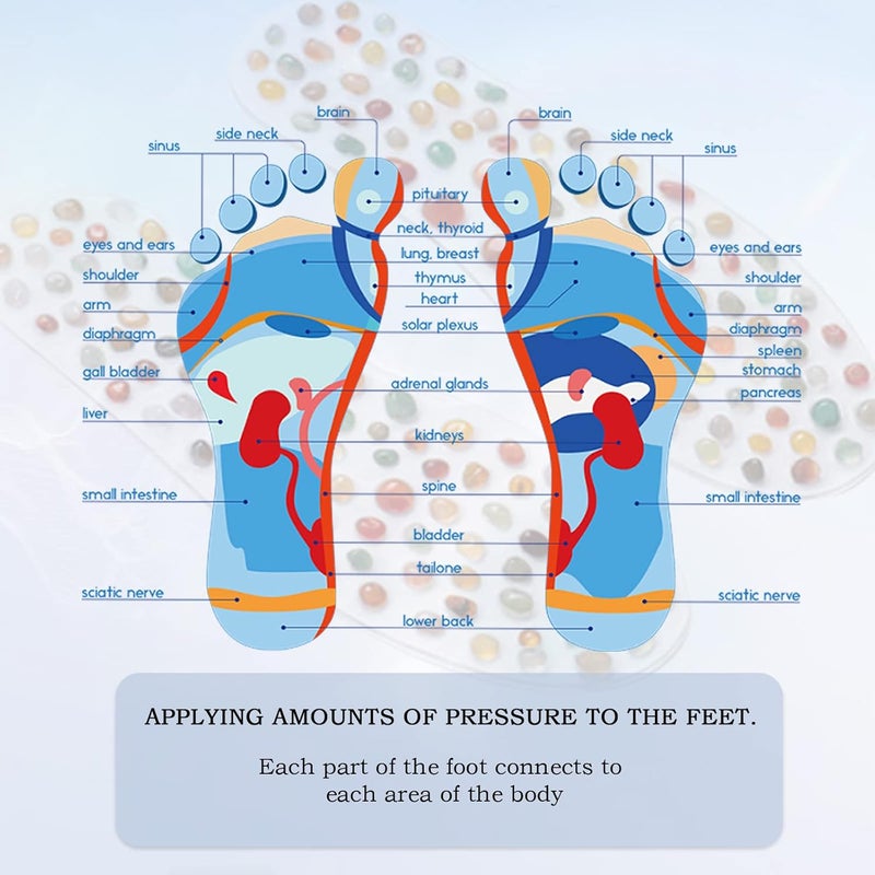 Relaxally Acupressure Shoes Insert for Women Stimulate Foot Pressure Point Mat Massage Sandals Flat Feet Massager Real Stone Insole for Men Women Relieve Feet Tension Joint Pain Gift for Mom Dad 45 - Image 2