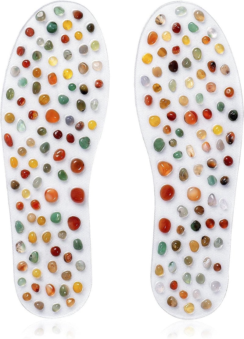Relaxally Acupressure Shoes Insert for Women Stimulate Foot Pressure Point Mat Massage Sandals Flat Feet Massager Real Stone Insole for Men Women Relieve Feet Tension Joint Pain Gift for Mom Dad 45 - Image 1
