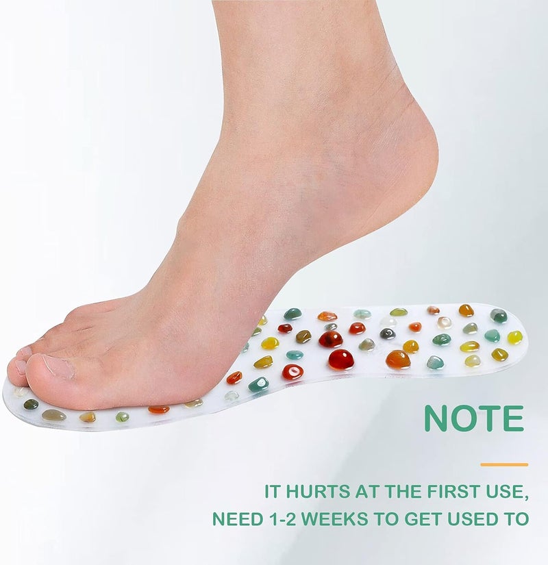 Relaxally Acupressure Shoes Insert for Women Stimulate Foot Pressure Point Mat Massage Sandals Flat Feet Massager Real Stone Insole for Men Women Relieve Feet Tension Joint Pain Gift for Mom Dad 45 - Image 5