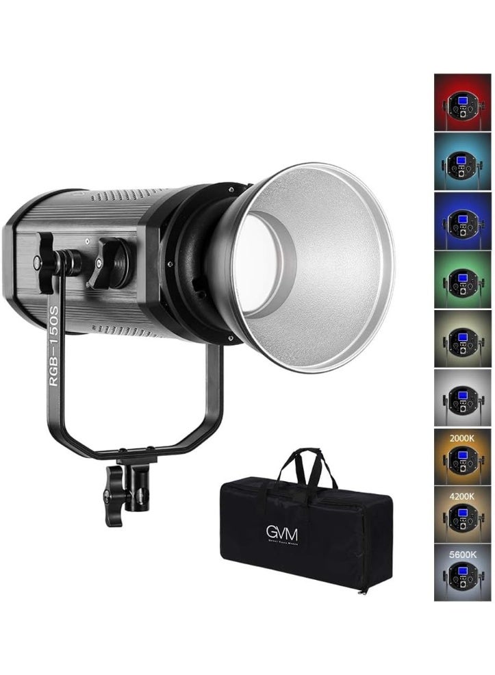جي في أم إضاءة استوديو LED فيديو جي في إم RGB-150S بقوة 150 واط – ثنائية اللون 3200-5600 كلفن، وضع ألوان RGB كاملة، مؤشر CRI/TLCI فوق 95، تصميم مونولايت، زاوية إضاءة قابلة للتعديل، مثالية لتصوير الفيديو والاستوديوهات - Image 1