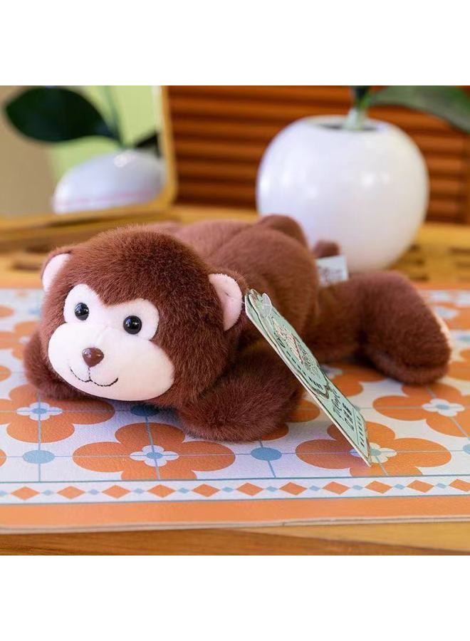 Creative Cute Palm Treasure Lie Prone Series Rabbit Plush Toy Panda Doll Car Instrument Panel Lie Prone Screen Ornaments-Color:Yi Rongke—monkey-Height:18cm - Image 1