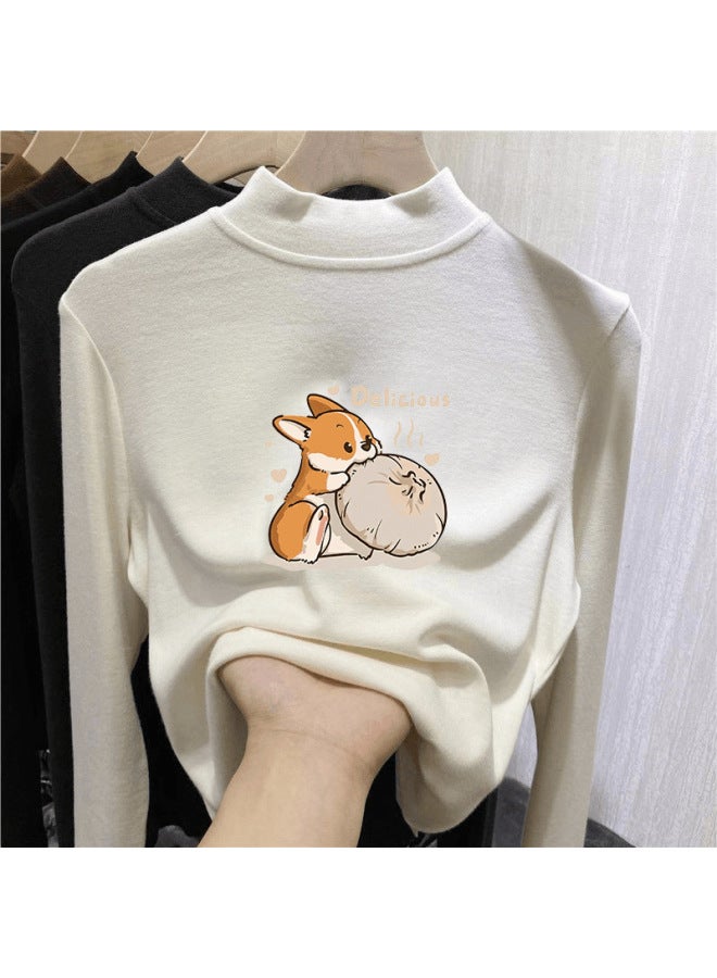 Children's Velvet Bottoming Shirt, Half Turtleneck, Long Sleeves, Medium And Large Kidsren's Autumn And Winter Velvet Versatile Warm Tops For Boys And Girls