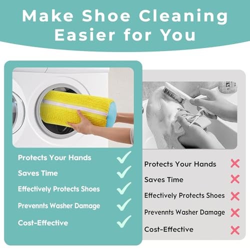 PANCA Shoe Washing Machine Bag Laundry Shoes Bag for Washer and Dryer Reusable and Durable Zipper Plush Washing Machine Bags for Sneakers, Running Shoes, Sock and Toys (1, Yellow) - Image 5
