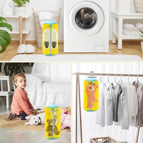 PANCA Shoe Washing Machine Bag Laundry Shoes Bag for Washer and Dryer Reusable and Durable Zipper Plush Washing Machine Bags for Sneakers, Running Shoes, Sock and Toys (1, Yellow) - Image 4
