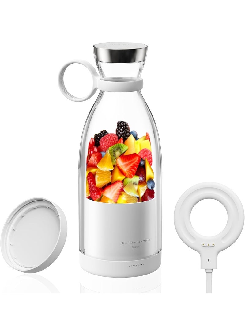 Gonice Portable Blender for Shakes and Smoothies with 350ml Travel Cup and Lid,Durable Stainless Steel Blades for Juice Blending Performance, White - Image 1