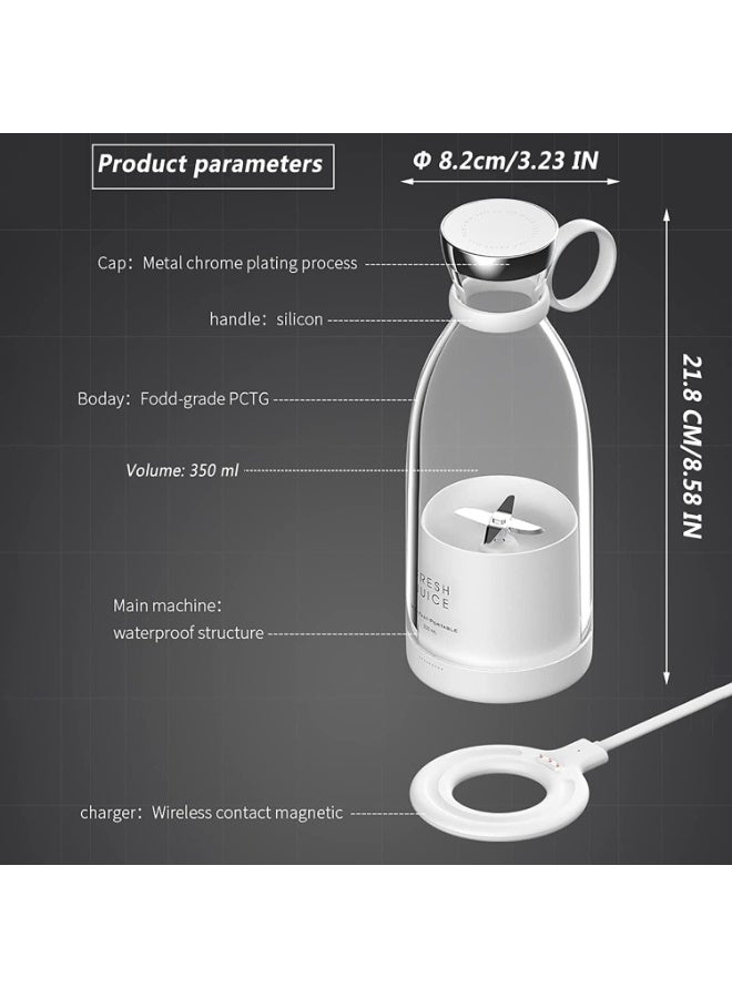 Gonice Portable Blender for Shakes and Smoothies with 350ml Travel Cup and Lid,Durable Stainless Steel Blades for Juice Blending Performance, White - Image 3