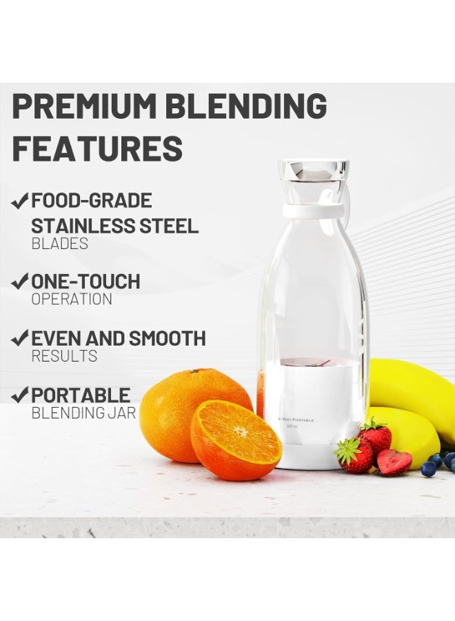 Gonice Portable Blender for Shakes and Smoothies with 350ml Travel Cup and Lid,Durable Stainless Steel Blades for Juice Blending Performance, White - Image 5