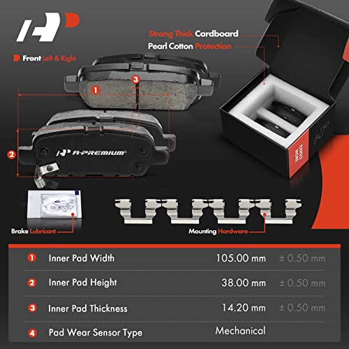 A-Premium أقراص فرامل خلفية مثقوبة ومشروطة مقاس 12.11 بوصة (308 مم) + مجموعة وسادات سيراميك متوافقة مع طرازات نيسان - ماكسيما 2010-2014/2016-2017، مجموعة 6 قطع - Image 3