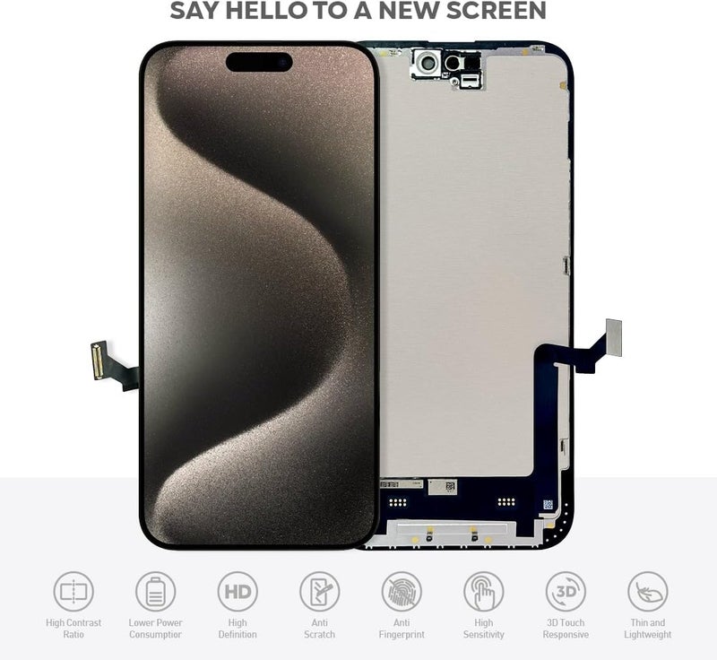 Ace Tech Cellular LCD Screen Replacement for iPhone 15 Plus (A2847, A3093, A3096, A3094) 6.7 inch Touch Screen Display Digitizer Frame Full Assembly - Image 2