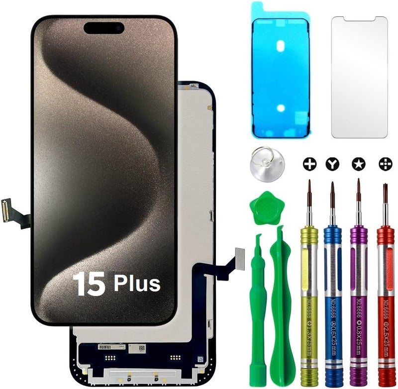 Ace Tech Cellular LCD Screen Replacement for iPhone 15 Plus (A2847, A3093, A3096, A3094) 6.7 inch Touch Screen Display Digitizer Frame Full Assembly - Image 1