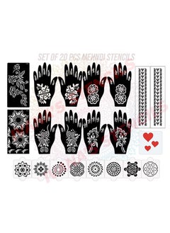 ivana's Set Of 20 Pcs Combo Pack, Reusable Mehandi Design Sticker Stencils For Both Hand | Mehandi Stickers Design For Hands | Quick And Easy To Use, For Girls, Women, Kids & Teen, D-2152  - Image 1