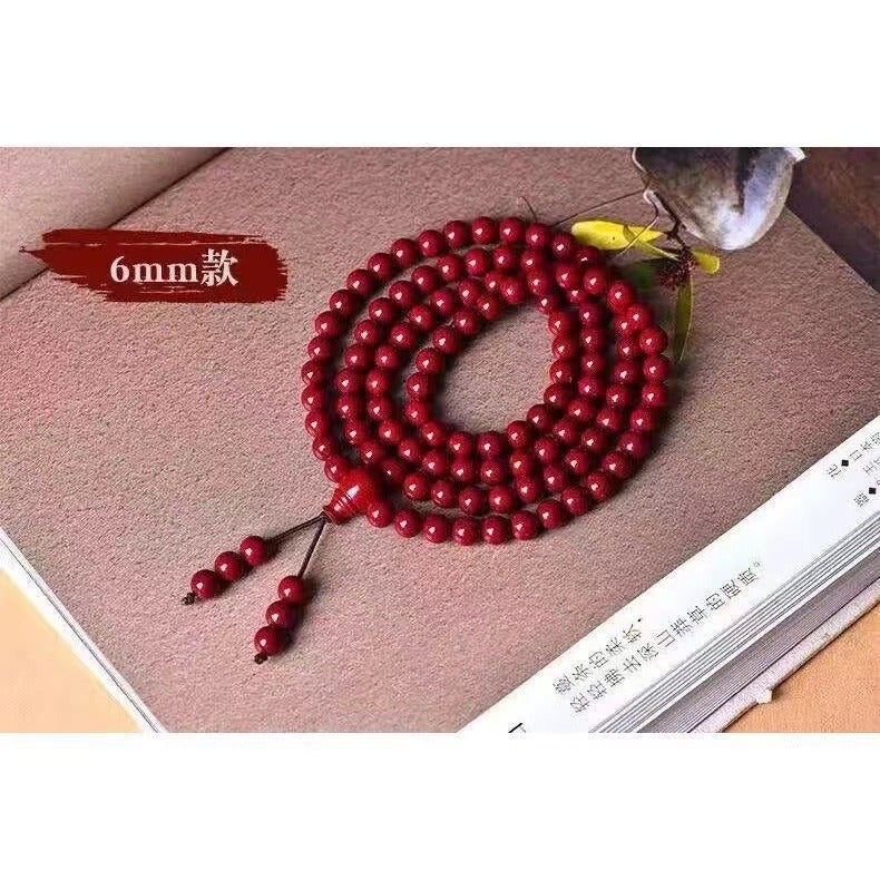108 Bead Cinnabar Buddhist Prayer Beads Bracelet for Men and Women, Purple Gold Sand Necklace