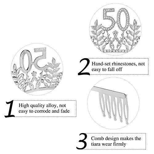 Semato "50 & Fabulous" Birthday Tiara and Sash Kit- 50th Birthday Gifts for Women 50th Birthday Party Supplies (silver) - Image 3