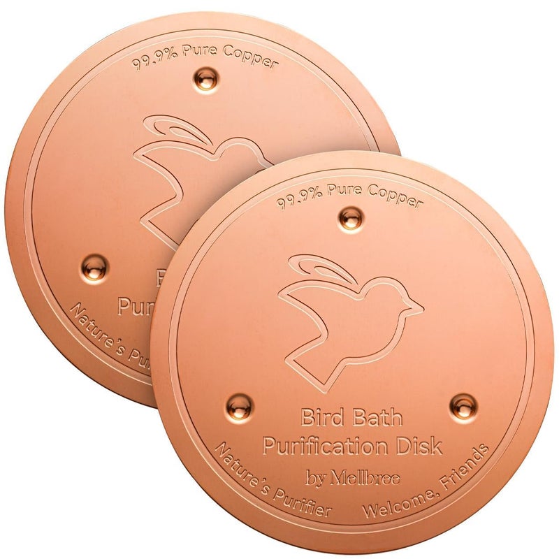 Mellbree 2Pack Bird Bath Copper Disk 06mm Reinforced 9999 Pure Copper Cleaning Disk with TriplePoint Support for Physical Safe Clean Water AllSeason Universal Fit for Outdoor Birdbaths Bowl - Image 2