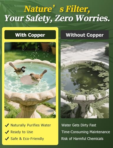 Mellbree 2Pack Bird Bath Copper Disk 06mm Reinforced 9999 Pure Copper Cleaning Disk with TriplePoint Support for Physical Safe Clean Water AllSeason Universal Fit for Outdoor Birdbaths Bowl - Image 3