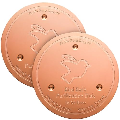 Mellbree 2Pack Bird Bath Copper Disk 06mm Reinforced 9999 Pure Copper Cleaning Disk with TriplePoint Support for Physical Safe Clean Water AllSeason Universal Fit for Outdoor Birdbaths Bowl - Image 1