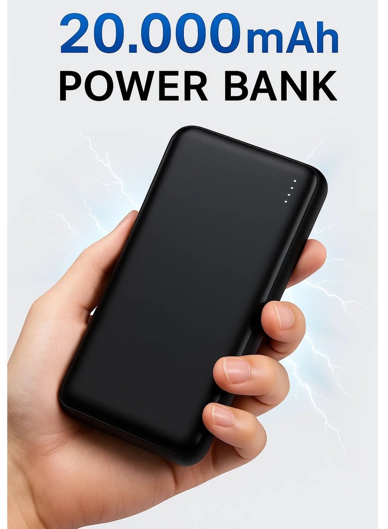 High-Capacity 20,000mAh USB-C Power Bank – Fast Charging Portable Charger with 2 USB Outputs – Travel-Friendly Backup Battery  - Image 1