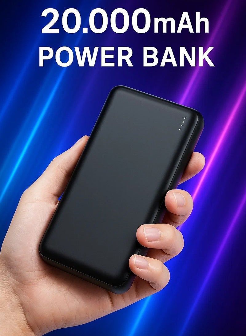 High-Capacity 20,000mAh USB-C Power Bank – Fast Charging Portable Charger with 2 USB Outputs – Travel-Friendly Backup Battery  - Image 2